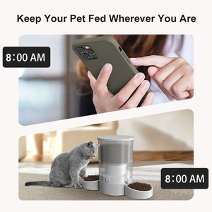 Automatische Wifi Tuya Smart <span class=keywords><strong>Pet</strong></span> Feeder Hund Katzenfutter Spender Edelstahl Double Food Bowl Haustier Produkt - Product Image 6