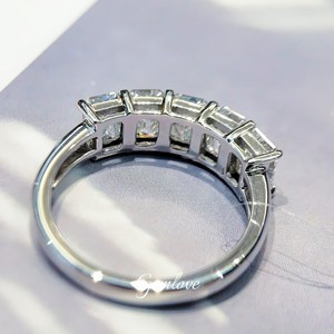 Anillo de eternidad completa de platino PT950, diamantes cultivados en laboratorio de corte princesa de 5x0,49 CT, anillo de compromiso/boda personalizado de 4.539G para mujer - Product Image 2