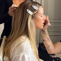Barrette à cheveux vintage tendance avec strass, barrette papillon en acétate, pinces à cheveux sans couture pour maquillage