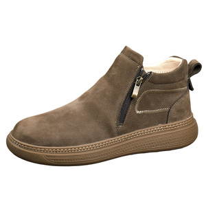 Botas de Invierno para Hombre de Cuero Genuino, con Punta Redonda, Forro de Felpa, Suela de Goma, Cierre de Cremallera, Antideslizantes, Estilo Chukka - Product Image 4