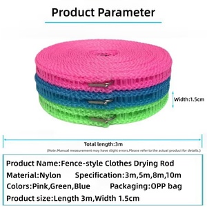 Épaissi, coupe-vent, voyage en plein air, pas besoin de perçage, <span class=keywords><strong>corde</strong></span> suspendue extensible de 5 m, <span class=keywords><strong>corde</strong></span> à linge antidérapante - Product Image 6