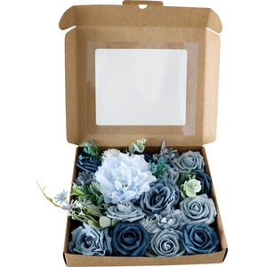 Zhuoou-caja de cartón decorativa para flores, con estampado de flores artificiales, Rosa <span class=keywords><strong>turquesa</strong></span>, azul real, a granel, venta al por mayor - Product Image 4