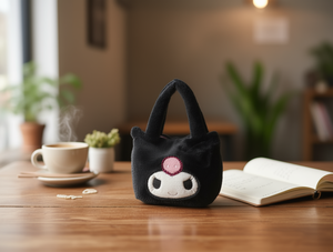 Sac à main mignon imprimé dessin animé pour poupées, en feutre non tissé couleur unie avec fermeture éclair et deux poignées, sac pour femme - Product Image 2