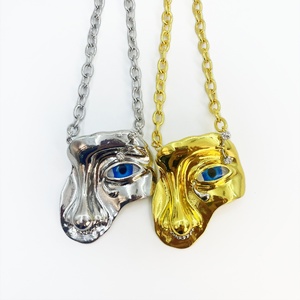 Diseño exagerado Sense Niche Retro Personalidad <span class=keywords><strong>Cadena</strong></span> de clavícula Moda Retro Media cara Máscara Ojo del diablo Colgante Collar - Product Image 5