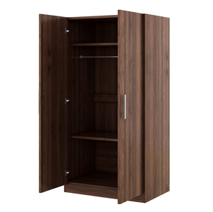High Quality Scandinavian Design 2-Door Solid Wood <b>Wardrobe</b> Armoire with 3 <b>Storage</b> Shelves Brown Bedroom Furniture - Product Image 4