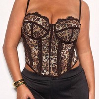 Korset Bustier Leopard Print Plus Size yang Berani, Menawan, dan Seksi dengan Tulang Baja, Pakaian Dalam Pembentuk Tubuh, Atasan yang Nyaman Dipakai, Pakaian Tidur