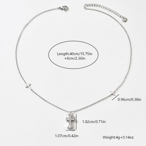 Collar de Cruz con Incrustaciones de Circonio en Acero Inoxidable, Unisex, Moderno y de Moda, Diseño Simple y Atípico - Product Image 6