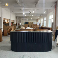 Comptoir de bar en bois massif noir de haute qualité, moderne et luxueux, pour la location commerciale et les événements