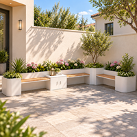 Banc de jardin en métal en forme de L personnalisé avec bac à fleurs et armoire de rangement, ensemble de sièges de jardin extérieur pour villa, patio, cour, terrasse