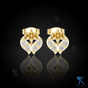 Lab Grown Diamond Floral Leaf <b>Stud</b> Earrings 14K/18K Solid Gold 5 Stone Cluster Classic Women's Jewelry Anniversary Gift - Product Image 2