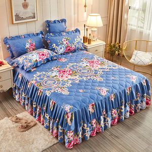 MU a buon mercato moderno a stampa floreale trapunta antiscivolo copriletto protettivo copriletto di lusso in pizzo design gonne da <span class=keywords><strong>letto</strong></span> <span class=keywords><strong>per</strong></span> camera da <span class=keywords><strong>letto</strong></span> - Product Image 1