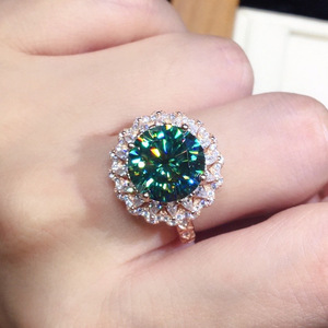 Anello dal design ovale di colore blu verde, anello da dito dallo stile elegante per donna - Product Image 3