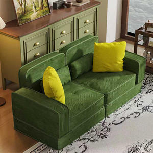 Juego de Sofá Cama de Compresión al Vacío Verde, Venta al por Mayor de Fábrica, Tela Esquinera, Relleno de Esponja, Sin Estructura - Product Image 3