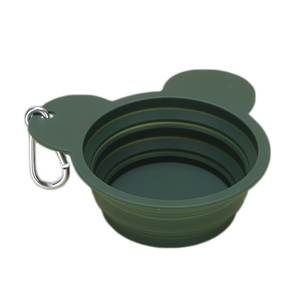 Bol de voyage en silicone personnalisable pour animaux de compagnie avec un design mignon d'ours, mousqueton léger pour la randonnée - Product Image 6