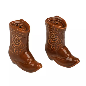 Accessoires <span class=keywords><strong>de</strong></span> cuisine faits à la main, bottes <span class=keywords><strong>de</strong></span> <span class=keywords><strong>cowboy</strong></span> occidentales en céramique décoratives rustiques <span class=keywords><strong>de</strong></span> ferme, salières et poivrière - Product Image 2