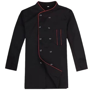 <b>Chef</b> Uniform Long Sleeve Cotton Work Coat For Restaurant Kitchen Staff White Black Red - Product Image 5