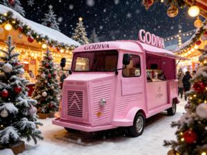 Camionnette alimentaire électrique rétro personnalisée Citroën avec vitrine chauffante électrique commerciale pour le village de Noël - Product Image 1