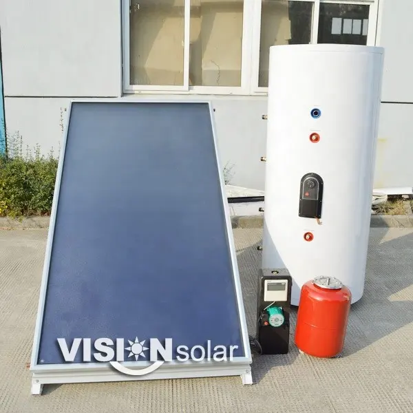 High efficiency 200 liter solar water heater with blue titanium flat plate