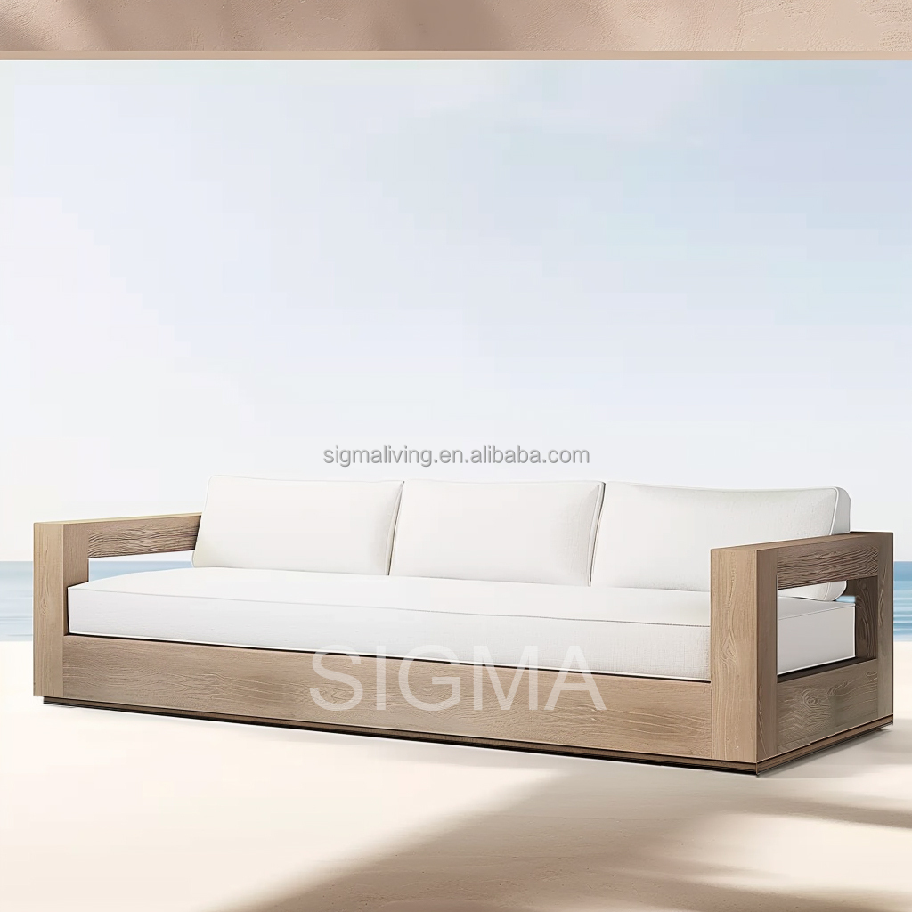 Sigma Luxury Outdoor Hotel Villa Garden Sofa Backyard Wooden Furniture Solid Teak Wood Sofa Sets