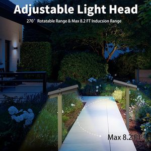 Modern Garden Lawn Solar Powered Pathway <b>Light</b> IP65 Rated 1000lm Motion <b>Sensor</b> Rechargeable Battery High Brightness Dimmable - Product Image 4