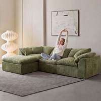 Canapé modulaire en chenille sans structure, en forme de L, surdimensionné, écologique, convertible avec chaise longue, sans assemblage, assise profonde