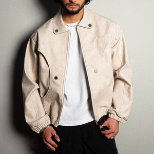 Vestes en cuir synthétique de haute qualité personnalisées, style motard, surdimensionnées, lourdes, avec fermeture éclair, pour hommes - Product Image 1