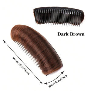 Perruque d'extension capillaire Al15 avec peigne intégré, cheveux raides noirs naturels, châtain clair, châtain foncé, toupet volumisant pour le dessus de la tête - Product Image 3