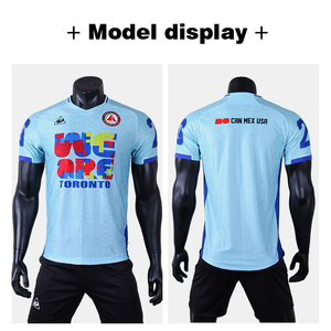 Nouvelle personnalisation d'uniforme de football en tissu jacquard de haute qualité-<span class=keywords><strong>Maillot</strong></span> de football personnalisé à col en V ample pour adolescents - Product Image 4