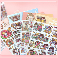 Kawaii Dekorative DIY-Handbuch-Aufkleber, Gestanzte Sticker mit Starker Haftung, UV-Bedruckt auf Washi-Papier für Schreibwaren und Tagebuch-Dekoration