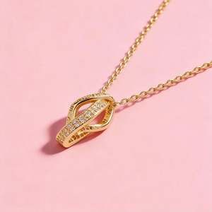 Collier Hip Hop <span class=keywords><strong>Hifive</strong></span> pour femme, plaqué or, avec pendentif à fermoir, chaîne en acier inoxydable réglable et anneau - Product Image 5