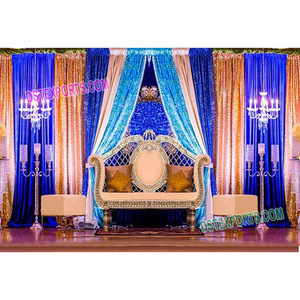 บอลลีวูดฉากเวทีงานแต่งงานแวววาว,ผ้าม่านฉากหลังหลากสีผ้าม่านติดเพดานที่สวยงามสำหรับ Mandap - Product Image 1