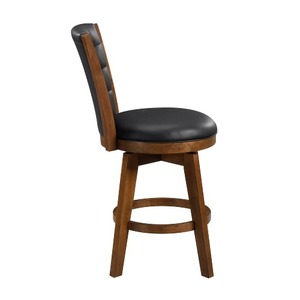 Core Set of 2 Swivel Counter <b>Stool</b> Chairs Brown Black Faux <b>Leather</b> Transitional Dining Home Office - Product Image 4