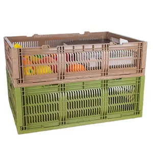 2023 Latest New Plastic Stacking Folding Storage Crates With Lid
