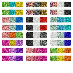 6 Grades Contas De Semente De Vidro Conjunto Multi Color 2/3/4MM Cristal Lampwork Rodada Cintura Beads Para Fazer Jóias DIY Artesanato Encantos