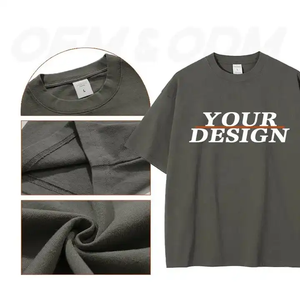 Venta al por mayor Vintage Oversized Men's T-Shirt Custom Printed Solid Blank Heavyweight Cotton Mock Neck Knitted - Product Image 4