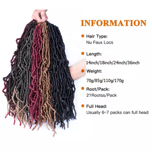 Extensions de cheveux synthétiques pré-bouclées Nu Locks pour tresses, fausses locks bouclées souples pour tressage en gros - Product Image 2