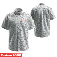Herenshirts met camouflageprint, knoopsluiting, korte mouwen, lichtgewicht, geschikt voor vissen, UPF 50, sneldrogend, 4-weg stretch, bescherming tegen de zon, geschikt voor jagen en wandelen