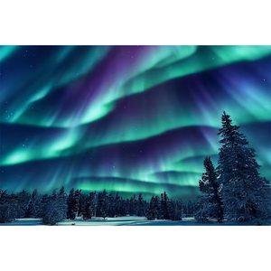 Toile de fond photographique Aurore Boréale Glaciar arctique <span class=keywords><strong>Montagne</strong></span> enneigée Ciel étoilé Lac Norvège Hiver Lumière du Nord Fond <span class=keywords><strong>photo</strong></span> - Product Image 5