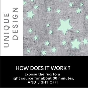 Alfombra grande que brilla <span class=keywords><strong>en</strong></span> la oscuridad con estrellas grandes para niños, dormitorio infantil, habitación de bebé y sala de estar, tamaño 5'x6' - Product Image 2