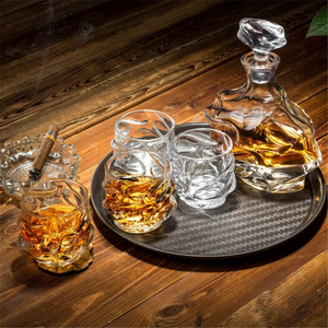 Fête des pères Cocktail fumeur Offre Spéciale Bar boisson cristal cadeau bouteille en verre <span class=keywords><strong>Tequila</strong></span> à l'ancienne 4 verres whisky décanteur ensemble - Product Image 5