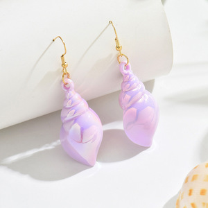 ต่างหูอะคริลิคทรงเปลือกหอยหลากสีสไตล์ยุโรปและอเมริกา ดีไซน์เก๋สะดุดตา - Product Image 3
