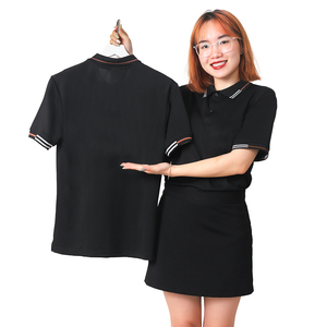 Professional <b>Black</b> Polo Tee Contrast Trim Collar and Cuff Soft Breathable <b>Fabric</b> Perfect for Events Staff or Corporate Use - Product Image 5