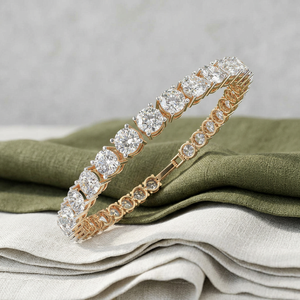 Bracelet tennis en argent 925 avec moissanite ronde, ton jaune, bijoux fins, chaîne de poignet de luxe - Product Image 1