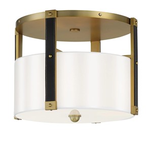 Lámpara de Techo Semi-Pendiente Moderna y Clásica con Correa de Cuero Negro y Latón |   Iluminación Elegante para Comedor de Hotel y Espacios Abiertos - Product Image 1