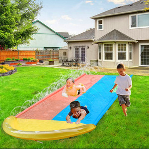 Toboggan aquatique gonflable double arc-en-ciel avec pulvérisation, jouet de jeu extérieur pour enfants, pour pelouse et jardin, capacité 100-500 kg - Product Image 1