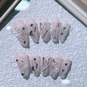 <span class=keywords><strong>Nuevo</strong></span> Producto Lanzado, <span class=keywords><strong>Uñas</strong></span> Postizas Reutilizables Hechas a Mano con Diseño Floral Grabado Estilo Chica Francesa Dulce, Flower Town Diary - Product Image 3