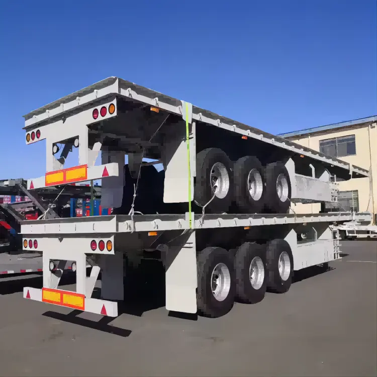 Wholesale Flatbed Trailer 3 Axle Flat Deck 40 Foot Container Transport Flatbed Semi Trailer With Low Price