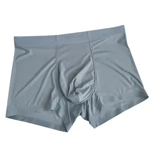 in stock 3 Boxed Solid Color Ice Silk Men's Underwear Breathable and Traceless Quick-drying Boxers for Live Broadcasting
