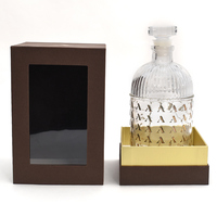 Coffret cadeau bouteille de vin de luxe Boîte de base en carton rigide avec couvercle pour vin rouge avec doublure en éponge d'impression gaufrée pour emballage de whisky soda