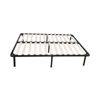 Sommier de lit plateforme robuste en bois à lattes et cadre métallique pour soutien de matelas, montage facile, silencieux, pour hôtels et écoles